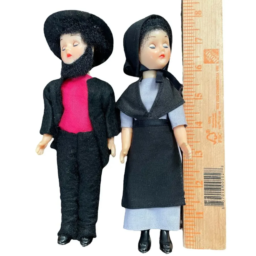 Vintage 1960s Amish Dolls Souvenir Toy Sleep Eyes String Limbs Pennsylvania READ